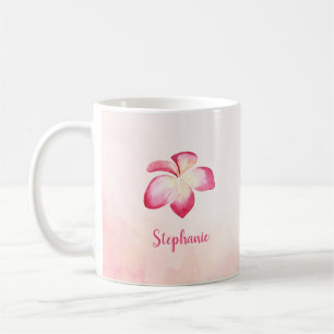 Sunset Plumeria Pink Watercolor Coffee Mug