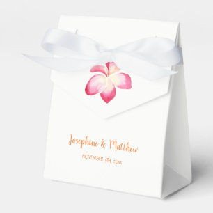Sunset Plumeria Pink Watercolor Wedding Favor Box