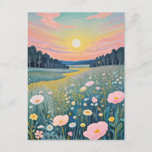 Sunset Poppies Holiday Postcard