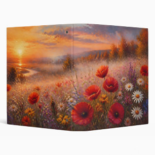 Sunset Poppy Field Impressionist Painting Binder