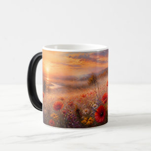 Sunset Poppy Field Impressionist Painting Magic Mug