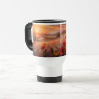 Sunset Poppy Field Impressionist Painting