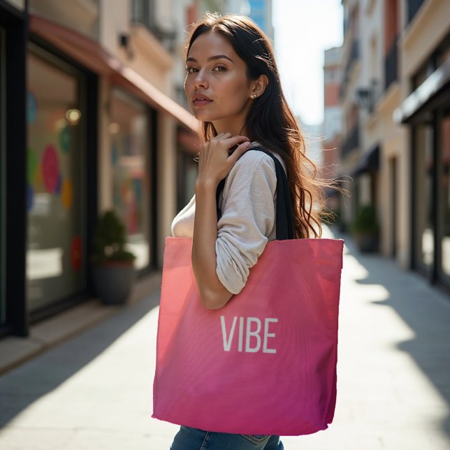 Sunset Pulse - Vibrant Coral Magenta Tote Bag (Sunset Pulse Tote. Vibrant coral magenta gradient for a dynamic everyday VIBE.)