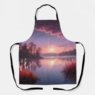 Sunset Purple Lake Landscape Three Apron