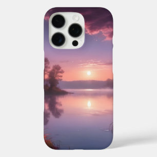 Sunset Purple Lake Landscape Three iPhone 16 Pro Case