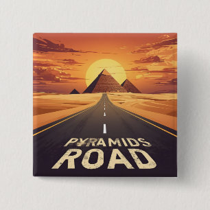 Sunset Pyramids Road Egypt Travel Art 2 Inch Square Button