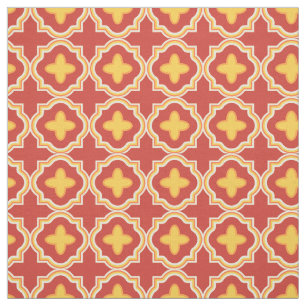 Sunset Quatrefoil - Moroccan Lattice Tile Pattern Fabric
