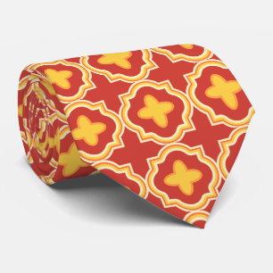 Sunset Quatrefoil - Moroccan Lattice Tile Pattern Tie