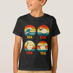 Sunset Quote Hen Tea Ewe Sea Wonder T-Shirt