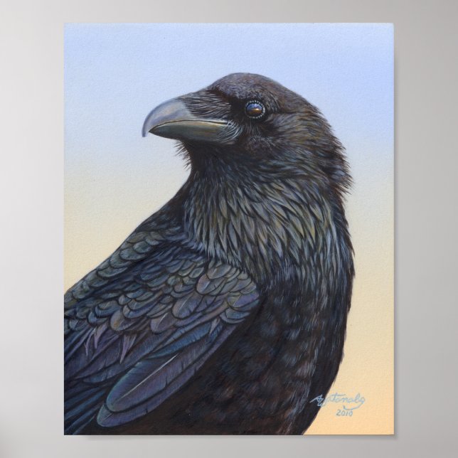 Sunset Raven Crow Poster by ArtByAkiko (Front)