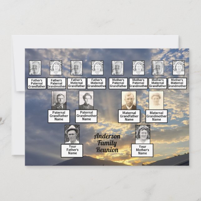 Sunset Rays 3 Génération Family Reunion Invitation (Devant)