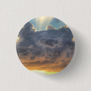 Sunset Rays of Light through Stormy Clouds 1 Inch Round Button