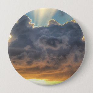 Sunset Rays of Light through Stormy Clouds 4 Inch Round Button