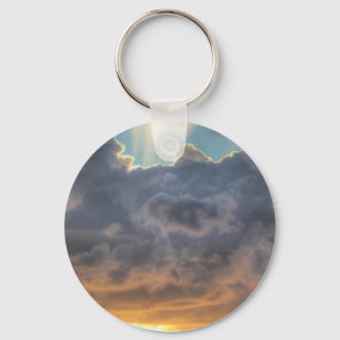 Sunset Rays of Light through Stormy Clouds Keychain