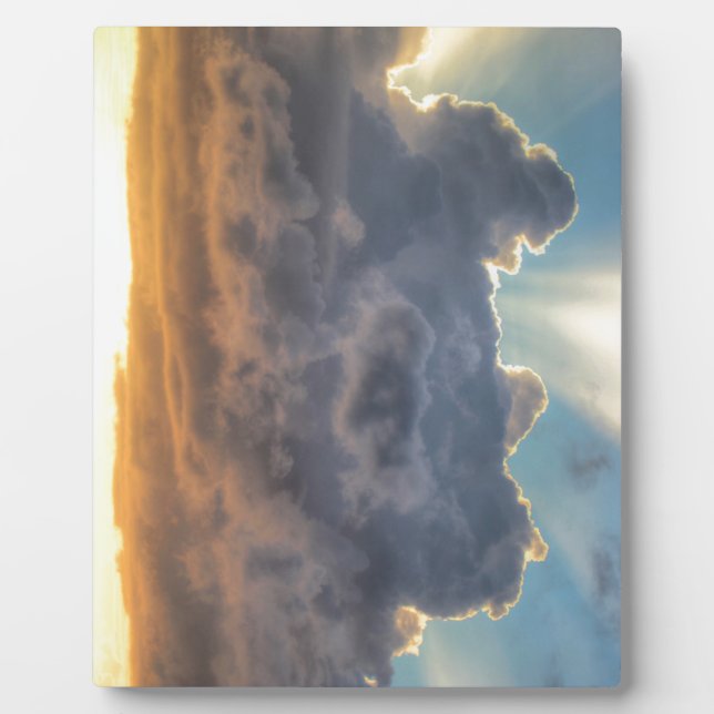 Sunset Rays of Light through Stormy Clouds Plaque (Front)
