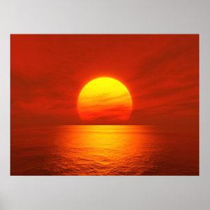 sunset red poster
