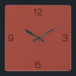 Sunset Red Terracotta 9F392B Colour Add Name Optio Square Wall Clock<br><div class="desc">Add a name, initials or some text, or keep the colour alone. Colour coordinates with other items in the store based on the name and the HEX code (six-digit hex triplet) shown. Use this code to mix, match and customize any other item to go with this, or to add to...</div>