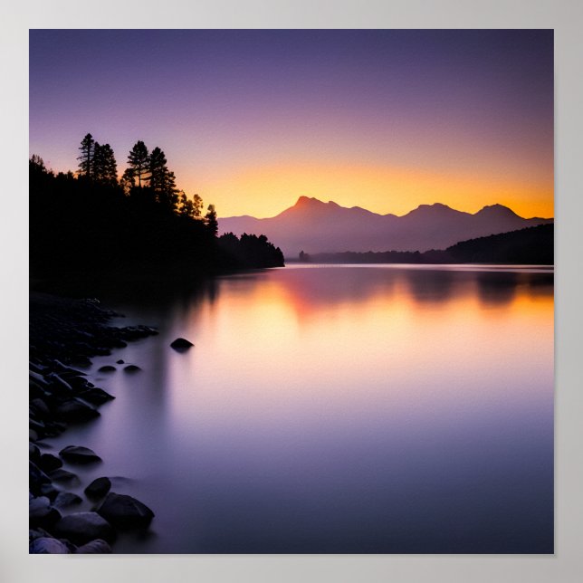 Sunset Reflecting Over a Lake Poster (Front)