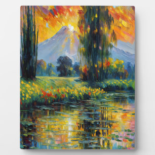 Sunset Reflection Vibrant Landscape Impressionism  Plaque
