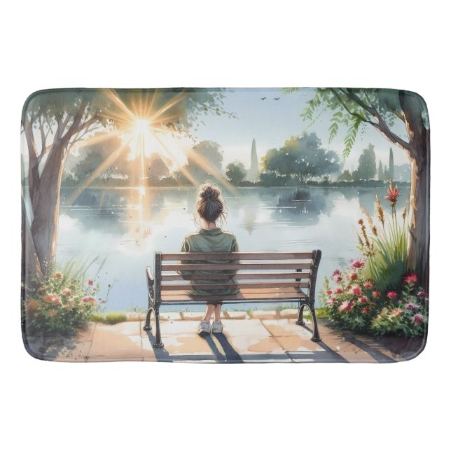 Sunset Reflections Lake Scene Bath Mat (Front)