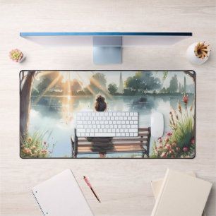 Sunset Reflections Lake Scene Desk Mat