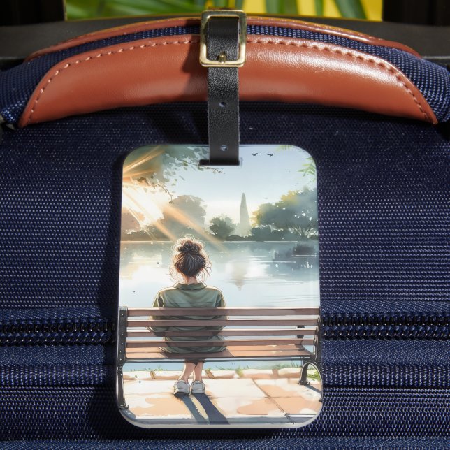Sunset Reflections Lake Scene Luggage Tag (Front Insitu 2)