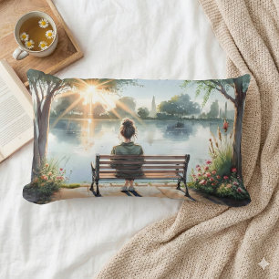 Sunset Reflections Lake Scene Lumbar Pillow