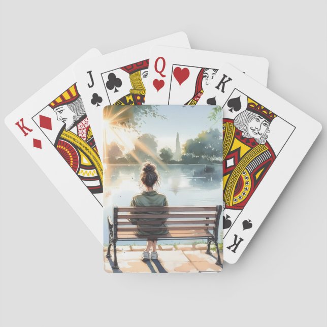Sunset Reflections Lake Scene Playing Cards (Back)