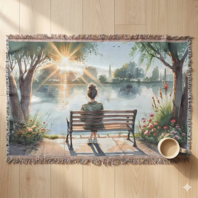Sunset Reflections Lake Scene Throw Blanket (Sunset Reflections Lake Scene Throw Blanket)