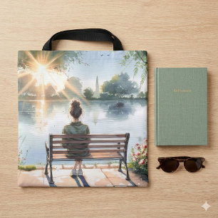 Sunset Reflections Lake Scene Tote Bag