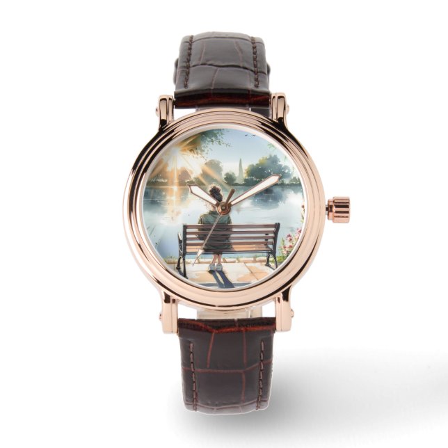 Sunset Reflections Lake Scene Watch (Front)