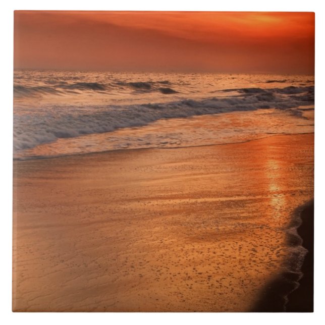 Sunset reflections off clouds and ocean shore tile (Front)
