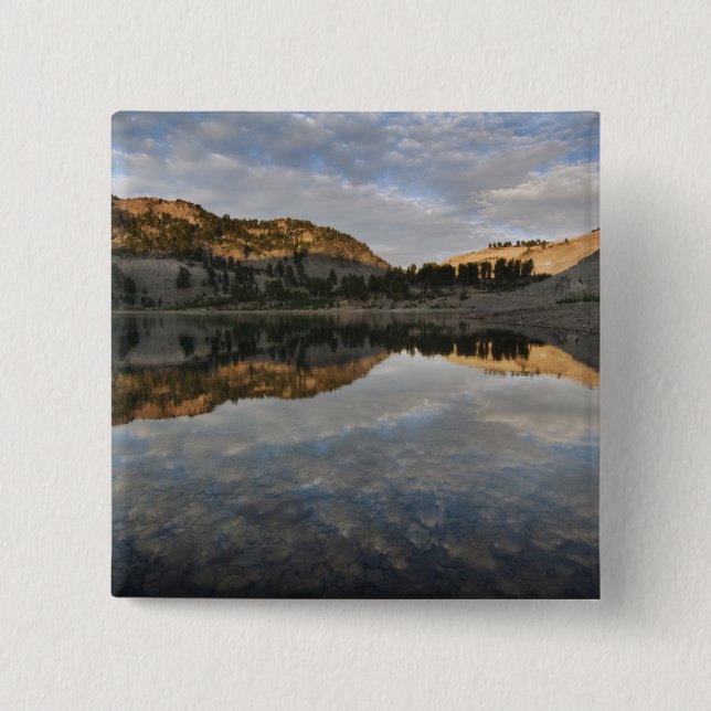 Sunset reflections on Lake Helen, Lassen 2 Inch Square Button (Front)