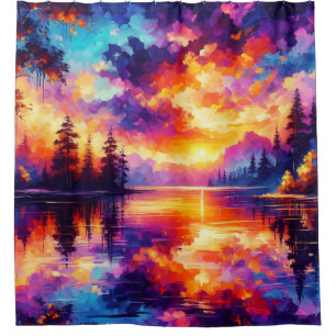 “Sunset Reflections: Serene Lake Landscape”