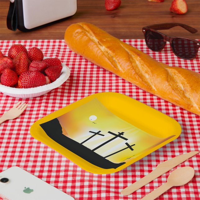 Sunset Religious Crosses  Paper Plate (Creator Uploaded)