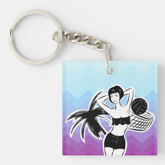 Sunset Resort Chevron Print Keychain (Front)