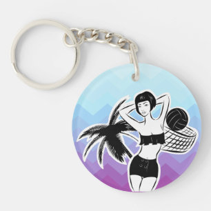 Sunset Resort Chevron Print Keychain