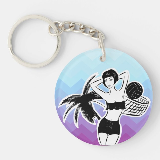 Sunset Resort Chevron Print Keychain (Front)