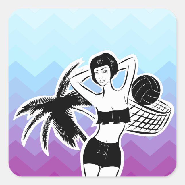 Sunset Resort Chevron Print Square Sticker (Front)