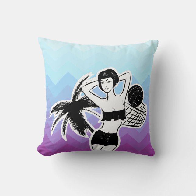 Sunset Resort Chevron Print Throw Pillow (Front)