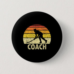 Sunset Retro Field Hockey Coach Vintage Hockey 2 Inch Round Button
