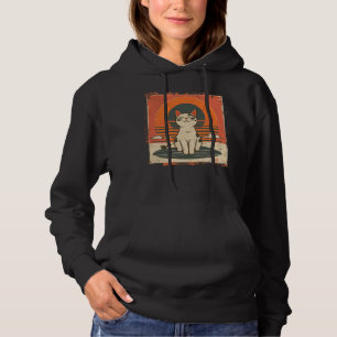 Sunset Retro Kitten Lover Japanese Art Cute Cat Hoodie