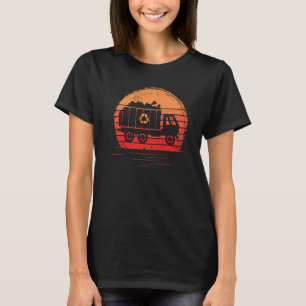 Sunset Retro Recycling Trash Garbage Truck Vintage T-Shirt