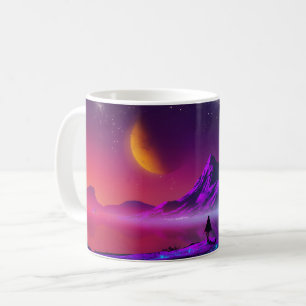 sunset retro scifi neon synthwave colours  coffee mug
