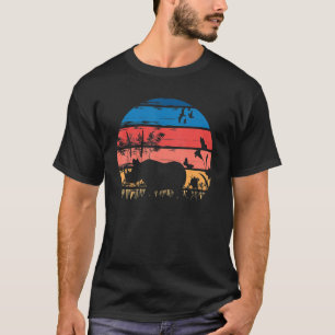 Sunset Rhino Retro Style Rhinoceros Vintage Men Wo T-Shirt