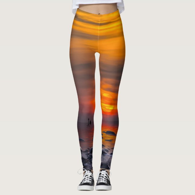 Sunset Rocky Seashore Leggings (Front)