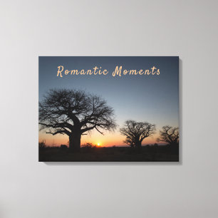 Sunset romantic moment Sacred Baobabs photo text  Canvas Print