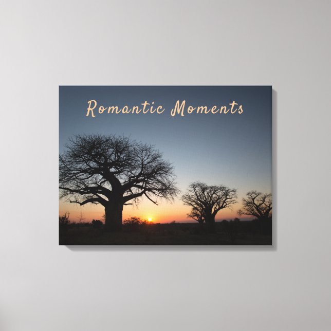 Sunset romantic moment Sacred Baobabs photo text  Canvas Print (Front)