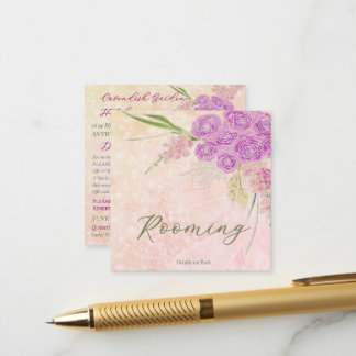 Sunset rose blush Sheer bow Bouquet Rooming  Enclosure Card