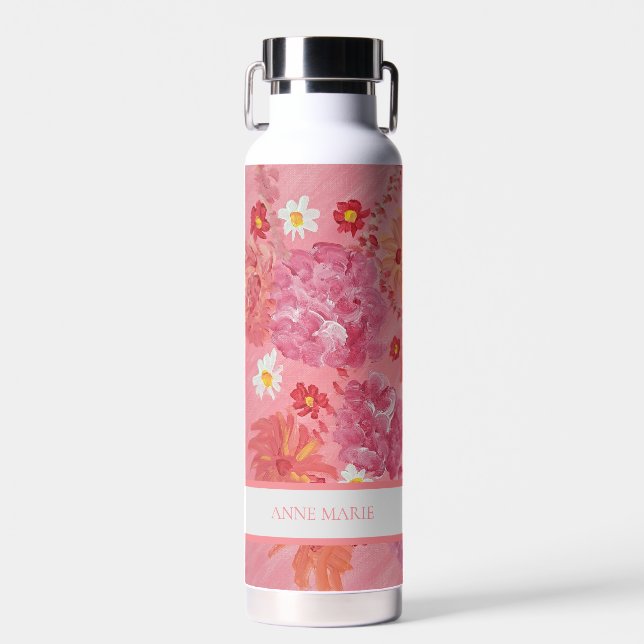 Sunset Rose Floral Custom  Water Bottle (Front)
